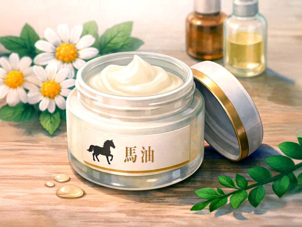 馬油の入ったクリームポッドのイラスト